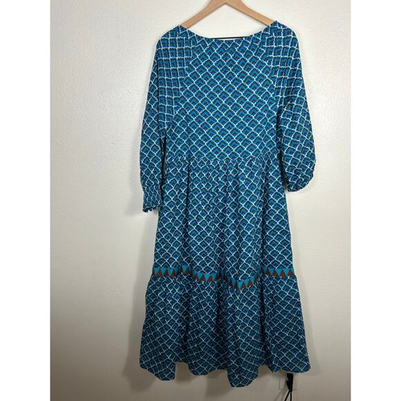 Tuckernuck Ro's Garden NWT Genia Printed Midi Dress Blue XS Resort - Picture 7 of 8